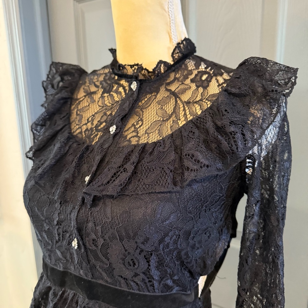 Zara Black Lace Long Sleeve Dress - Picture 6 of 7